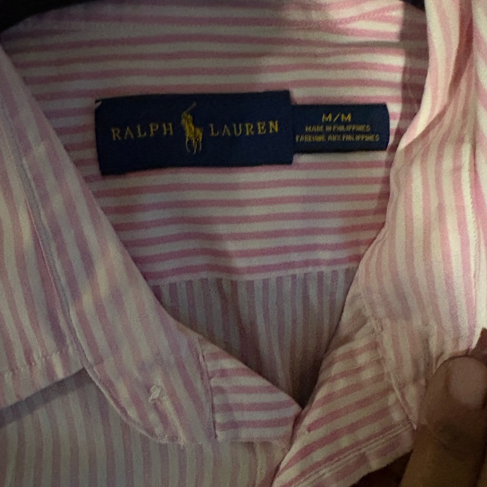 Ralph Lauren Women's Pink Striped Button Down Shirt - Picture 3 of 3
